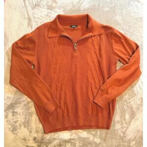 Malbon Men’s Knit Collared Quarter Zip Sweater Orange Size Small Golf Casual